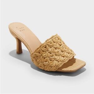 Women's Ayla Raffia Slide Heels with Memory Foam Insole - A New DayM Tan 9.5